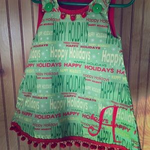 Girls Christmas dress with “A” monogram
